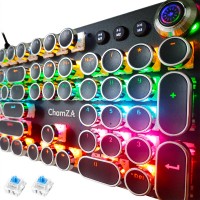 Clavier de jeu chamza® RGB avec convertisseur de bouton multimédia clavier mécanique de type machine à écrire USB 104 touches bleu Switch clavier de jeu et d'ordinateur de bureau